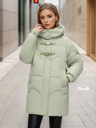 Horn Buckle Thickened Winter Cotton-padded Coat