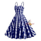 Vintage Plaid Sling Mid-length Dress