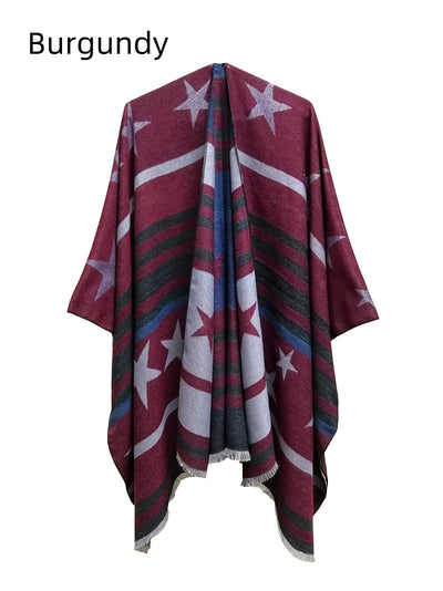 Women Star Jacquard Split Shawl