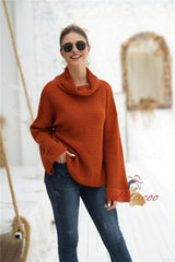 Solid Color Long Sleeve Loose High Neck Sweater