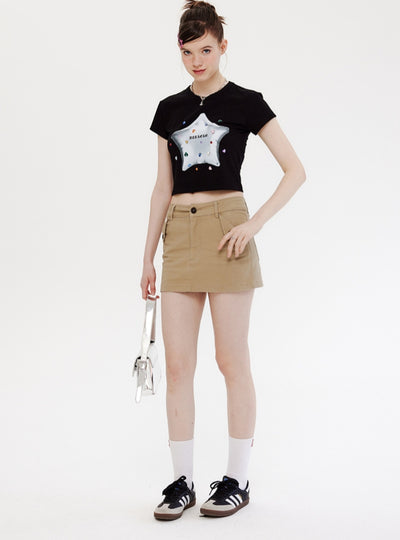 Five-pointed Star Printed Short-sleeved T-shirt