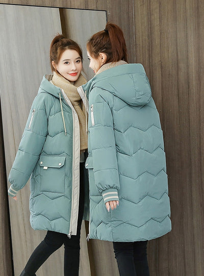 Loose Medium and Long Thick Cotton-padded Jacket