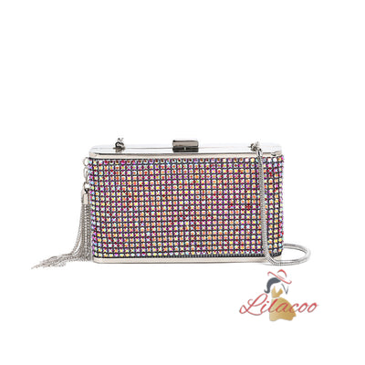 Diamond-encrusted Fringed One-shoulder Rhinestone Bag