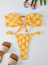 Printed Tube Top Two Piece Bikini