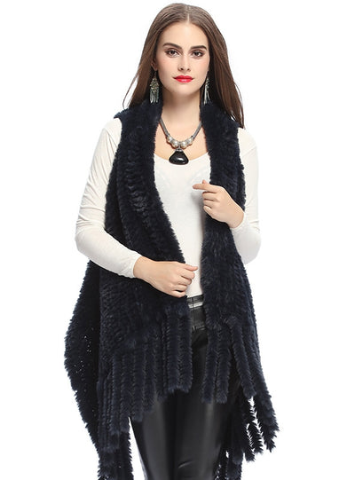 Hand-woven Fringed Vest Fur Shawl