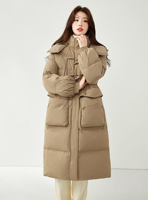 Slim-fit Long Pocket Down Jacket