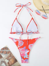 Sexy Three-point Split Printed Swimsuit