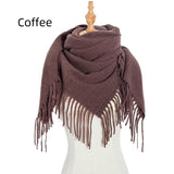 Bristle Solid Color Tassel Square Scarf