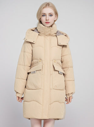 Loose Hooded Medium and Long Cotton-padded Jacket