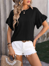 Solid Color Round Neck Short Sleeve T-shirt