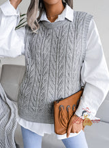 Round Neck Hollow Leisure Knitted Vest Sweater