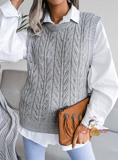 Round Neck Hollow Leisure Knitted Vest Sweater