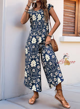 Women Printed Wide-leg Jumpsuit