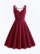 Lace Stitching V-neck Sleeveless Dress