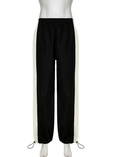 Contrasting Elastic Waist Slacks Pant