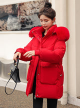 Long Thick Detachable Hat Cotton-padded Coat