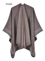 Geometric Diamond Shawl Coat Knitted Cloak