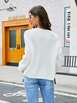 Solid Color Long Sleeve V-neck Sweater