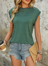 Solid Color Sleeveless Round Neck T-shirt