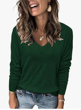 V-neck Long-sleeved Pullover Knitted Sweater