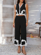 Leisure and Holiday Contrast Pants Suit