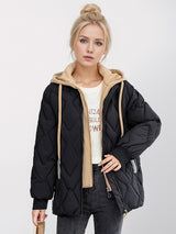 Fake Two Hooded Cotton-padded Jackets Coat