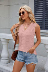 V-neck Lace Stitching Sleeveless Vest T-Shirt