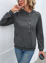 Long Sleeve Solid Color Hoodie Top