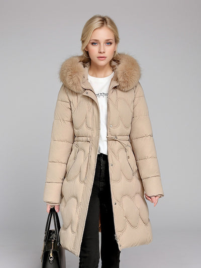 Mid-long Silm Waist Thick Cotton-padded Coat