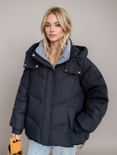 Loose Hooded Short Cotton-padded Coat