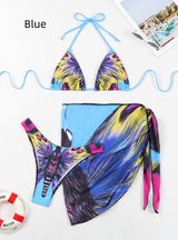 Butterfly Multicolor Printed Split Gauze Skirt Bikini