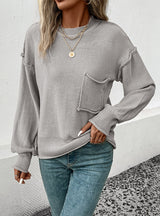 Long Sleeve Solid Color Autumn Sweater