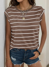 Women Sleeveless Striped T-shirt