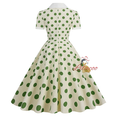 50 Hepburn Retro Polka-dot Dress