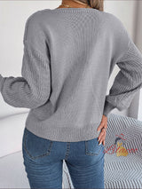 Casual Solid Color Square Neck Twist Sweater