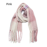 Color Matching Plaid Thick Tassel Scarf Shawl