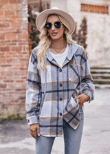 Fall/winter Hooded Casual Plaid Coat