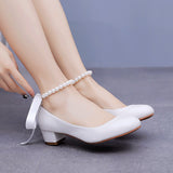 3 cm Round-headed Beaded Ribbon Shoes