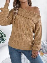 Casual Lapel Twist Long Sleeve Sweater