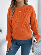 Leisure Solid Color Hollow Sweater