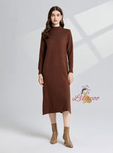 Thickened Semi-high Neck+Long Sleeve Dress Two-piece Suit