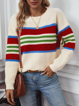 Rainbow Striped Turtleneck Sweater