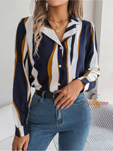 Casual Contrast Striped Long Sleeve Shirt