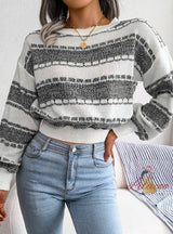 Contrast Color Long Sleeve Knitted Sweater