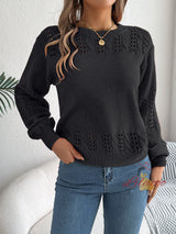 Leisure Solid Color Hollow Pullover Sweater