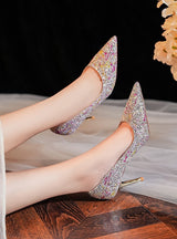 Women Sequined Stilettos Rhinestone Heels Shoes