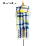 Polyester Plaid Thick Tassel Padded Shawl