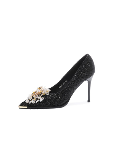 Sequined Crystal Metal Wedding Shoes