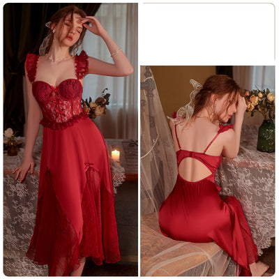 Sexy Steel Ring Robe Suspender Nightdress Suit