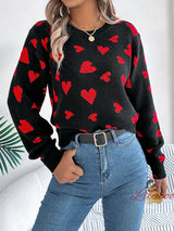 Casual Contrasting Lantern Sleeve Head Sweater